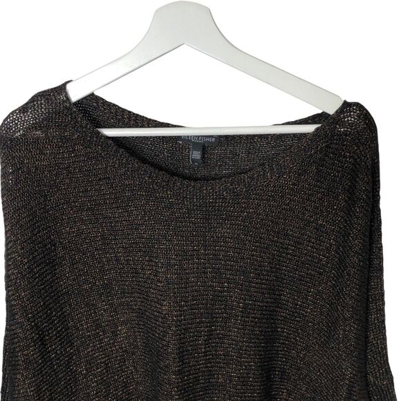 EILEEN FISHER Organic Linen Cold Shoulder Metallic Brown Sweater 2X 2XL - Picture 6 of 13